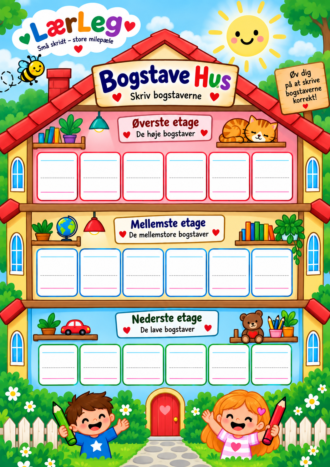 Bogstave Hus – skriv selv med 3 linjer